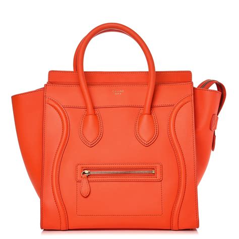 fashionphile celine mini luggage|CELINE Smooth Calfskin Mini Luggage Orange .